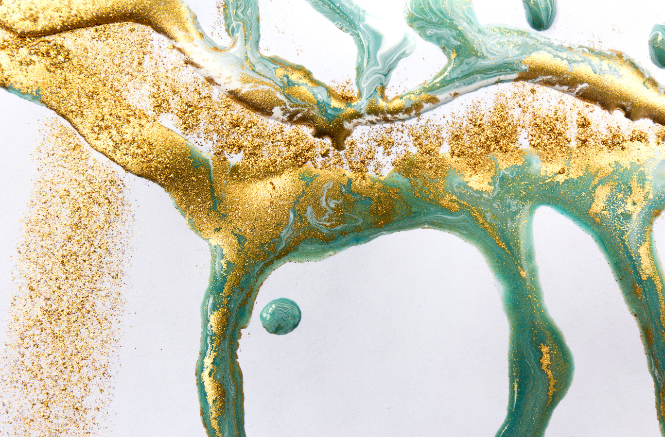 Green and Gold Abstract Mixture with Glitters Background